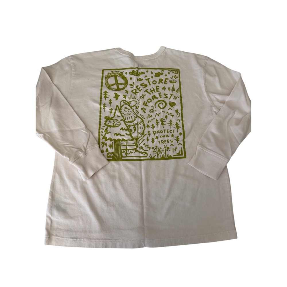 FA Cream Long Sleeve Tee with Small Green Globe Large